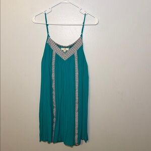 Entro Teal Dress with Geometric Trim